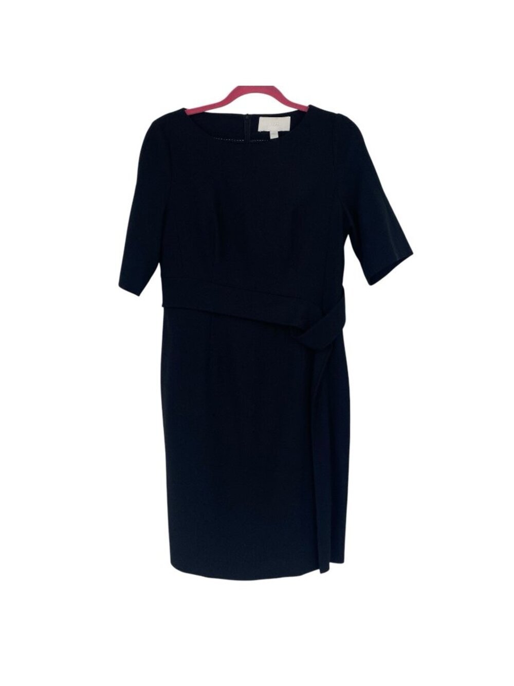 Hugo Boss Size 8 Black Wool Blend Delera sheath dress Faux Tie Front